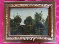 Old landscape countryside painting LOST TRAIL 1907 signed Loiseau