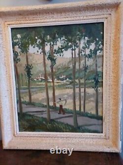 Old landscape painting with unreadable signature