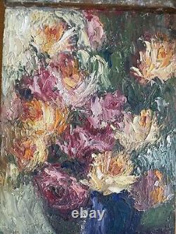 Old large oil painter's palette on wood