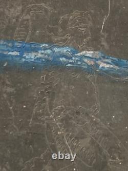 Old mixed-media oil painting, sculpture, horse and rider, signed Revest