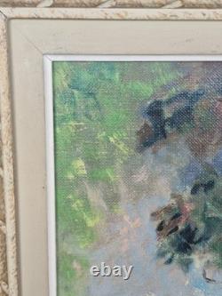 Old oil on canvas painting signed LANGOTIÈRE, woodland landscape, antique frame