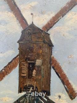 Old oil on precious wood panel signed Landscape of Van Gogh's country
