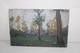Old Oil Painting On Wood Panel, Landscape With Trees, Dimensions 36x23.8 Cm