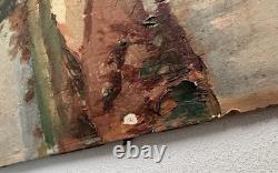 Old oil painting on wood signed C. Cipra, French landscape, c. 1930