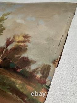 Old oil painting on wood signed C. Cipra, French landscape, c. 1930