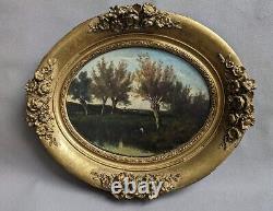 Old oil painting on wood signed and framed / France, 19th century
