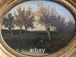 Old oil painting on wood signed and framed / France, 19th century