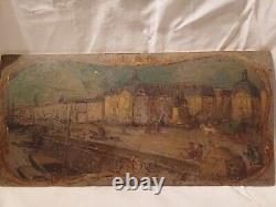 Old oil painting on wooden panel at the Place de la Bourse in Bordeaux