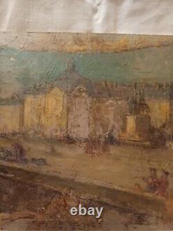 Old oil painting on wooden panel at the Place de la Bourse in Bordeaux
