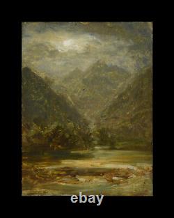 Old painting, French School 19th Century. Mountain landscape