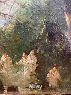 Old painting French School of the 19th Century The Bathers in the Forest