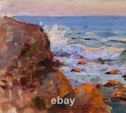 Old painting Muenier seascape impressionism Agay Saint-Raphaël Var