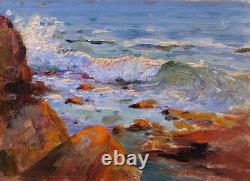Old painting Muenier seascape impressionism Agay Saint-Raphaël Var