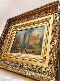 Old painting Oil on Wood signed by Teresa Durazzo Doria (19th century), Frame 18th century