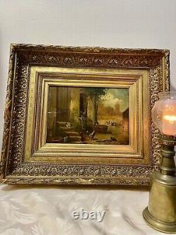 Old painting Oil on Wood signed by Teresa Durazzo Doria (19th century), Frame 18th century