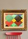 Old Painting Oil Abstract Geometric Composition Cagninacci Wooden Frame 19th Century
