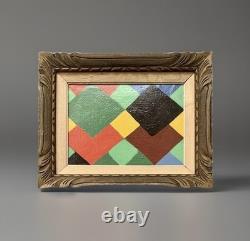 Old painting oil abstract geometric composition Cagninacci wooden frame 19th century