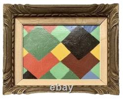 Old painting oil abstract geometric composition Cagninacci wooden frame 19th century