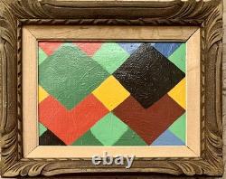 Old painting oil abstract geometric composition Cagninacci wooden frame 19th century