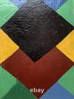Old painting oil abstract geometric composition Cagninacci wooden frame 19th century