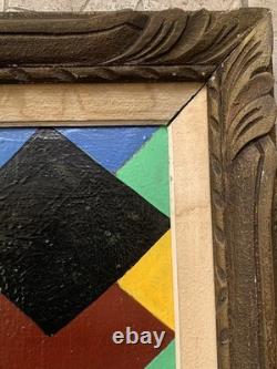 Old painting oil abstract geometric composition Cagninacci wooden frame 19th century