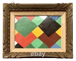 Old painting oil abstract geometric composition Cagninacci wooden frame 19th century
