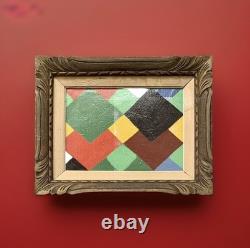 Old painting oil abstract geometric composition Cagninacci wooden frame 19th century