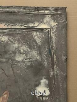 Old painting oil mixed composition sculpture portrait child motif moldings