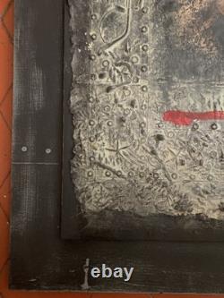 Old painting, oil, mixed media composition, sculpture, bolts, melancholic woman, signed