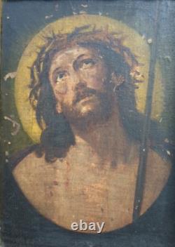 Old painting, oil on wood: Jesus Christ oil painting on wood