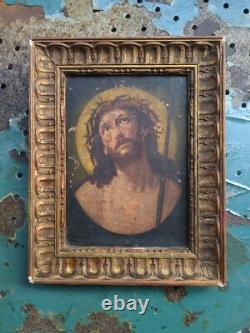 Old painting, oil on wood: Jesus Christ oil painting on wood