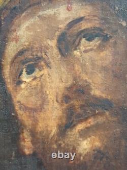 Old painting, oil on wood: Jesus Christ oil painting on wood