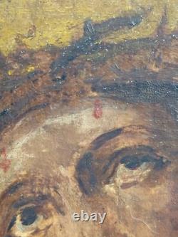 Old painting, oil on wood: Jesus Christ oil painting on wood