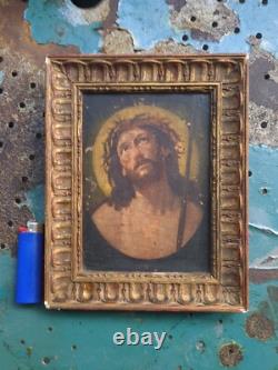 Old painting, oil on wood: Jesus Christ oil painting on wood