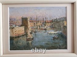 Old painting oil on wood old Port of Marseille unsigned around 1930