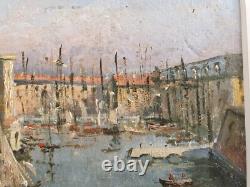 Old painting oil on wood old Port of Marseille unsigned around 1930