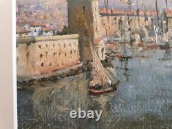 Old painting oil on wood old Port of Marseille unsigned around 1930