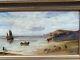 Old Painting Signed. Seaside Scene. Oil Painting On Wooden Panel.