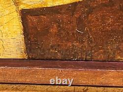 Old painting signed Woman of Nobility Oil painting on wooden panel