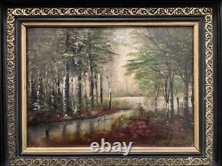 Old painting tableau of a woodland landscape from the 20th century