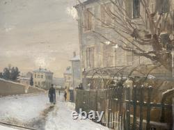 Old painting view of a village 19th century