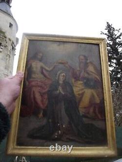 Old religious painting 'The Crowning of the Virgin' from the 17th-18th century, to be dated