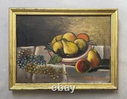 Old signed painting, still life, oil on panel, painting, 20th century