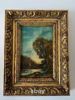 Old small painting Oil on wood panel signature to be identified