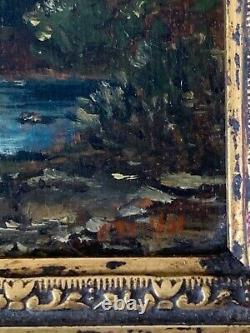Old small painting Oil on wood panel signature to be identified