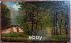 Old very pretty painting Oil/wood Barbizon School signature to be identified C76