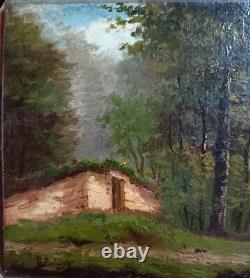 Old very pretty painting Oil/wood Barbizon School signature to be identified C76