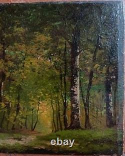 Old very pretty painting Oil/wood Barbizon School signature to be identified C76
