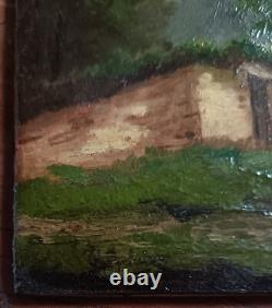 Old very pretty painting Oil/wood Barbizon School signature to be identified C76