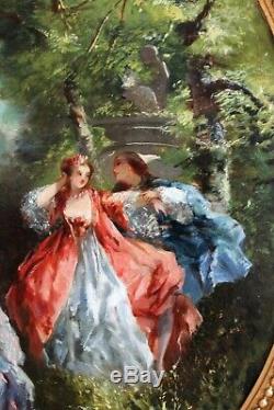 Omer Hippolyte Ballue, Landscape, Gallant Scene, Woman, Painting, Painting, France